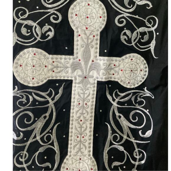 UTBA Shirt Mens L Long Sleeve Embroidered Cross Graphic Western Rock Style NWT - Picture 5 of 8